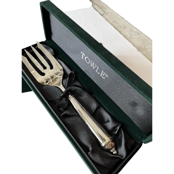 Towle Vintage Copenhagen Serving Set Silverplate Spoon and Fork IOB - Picture 12 of 12